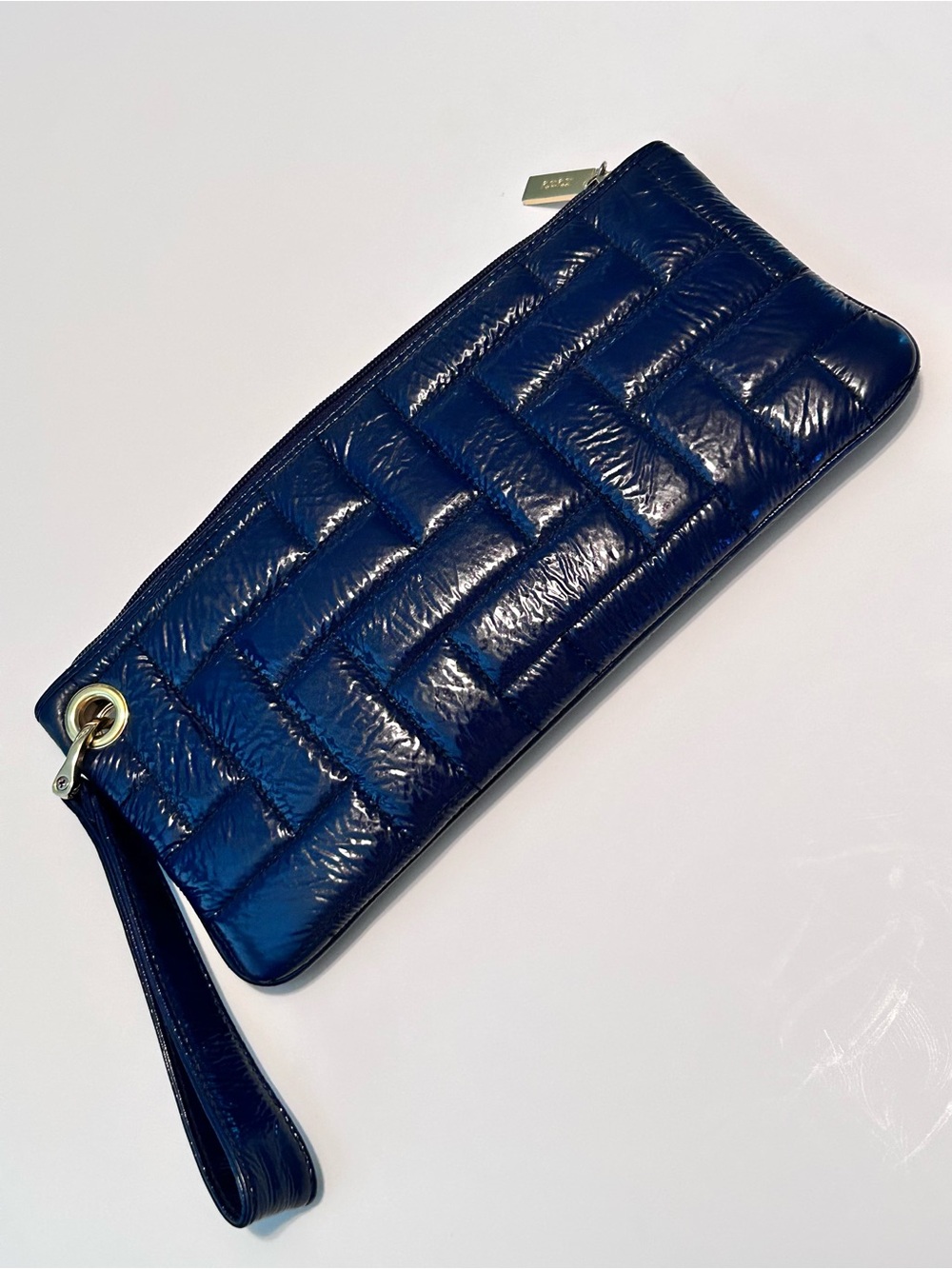 Vintage Hobo International Quilted Patent Leather Wristlet Wallet Deep Purple